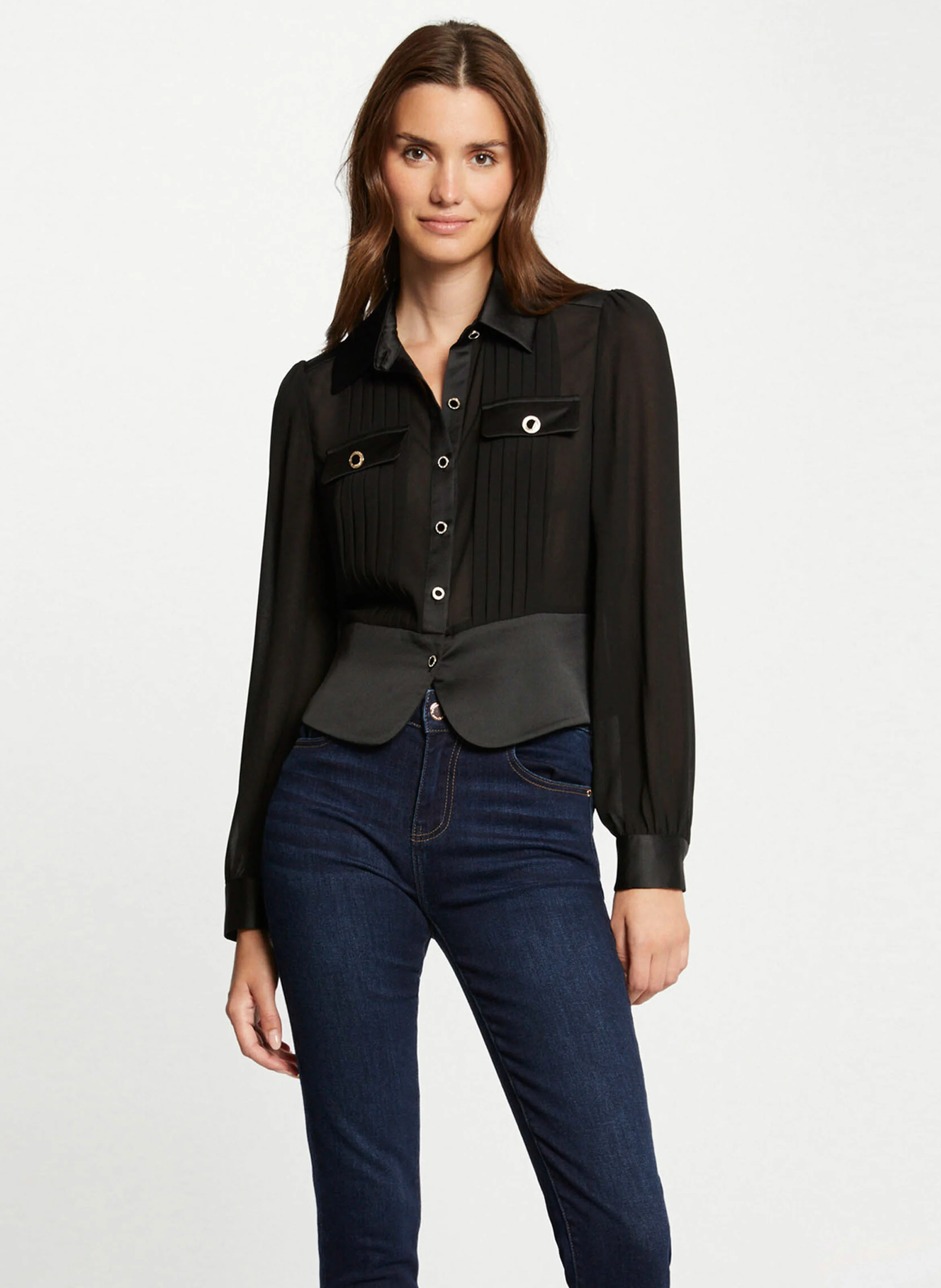 CLOCLO - Blouse col chemise | Noir