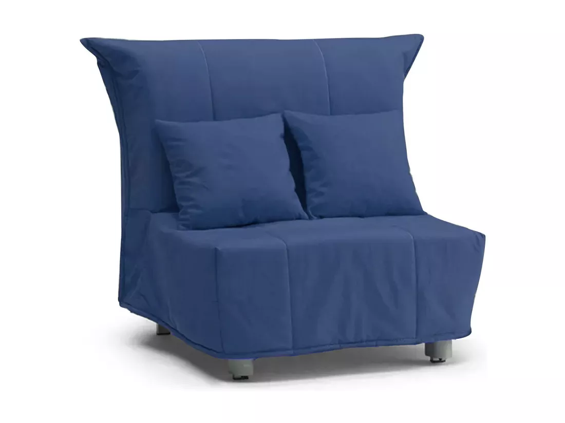 Canapé-lit Dabargi, Canapé simple, 100% Made in Italy, Fauteuil de salon avec ouverture trolley, en tissu rembourré, avec coussins inclus, 85x90h85 cm, Bleu