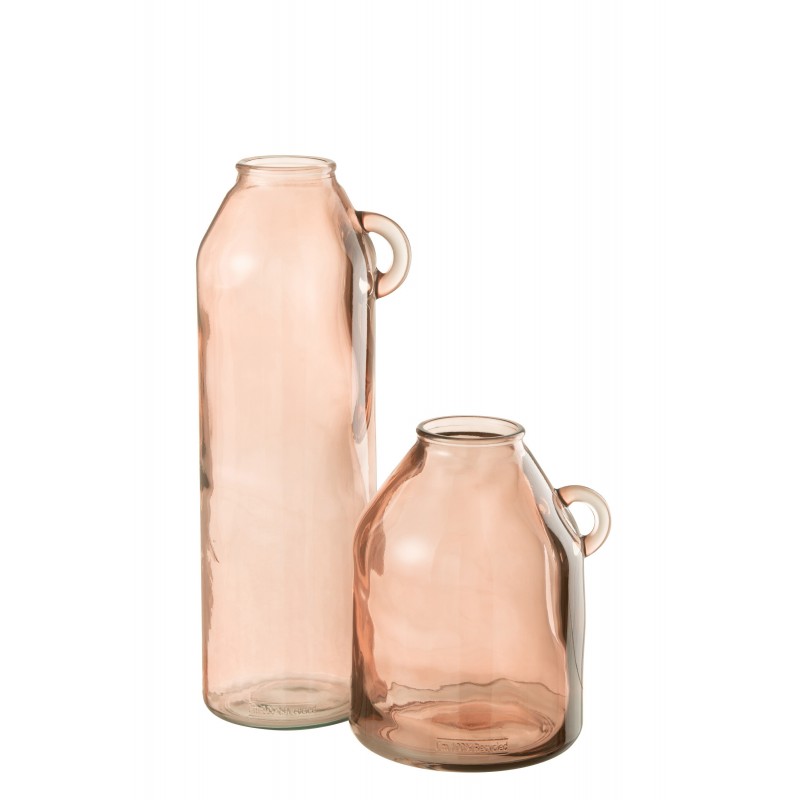 Vase avec anse en verre rose 17x14x45 cm