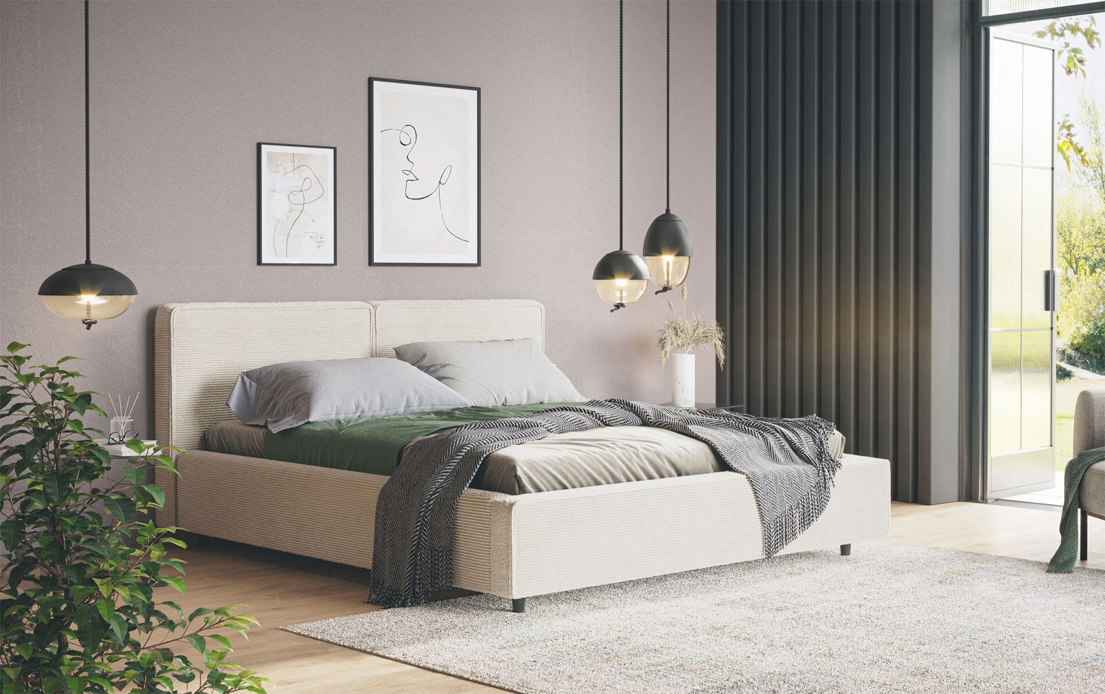 Polsterbett CUBE II 180 x 200 cm beige