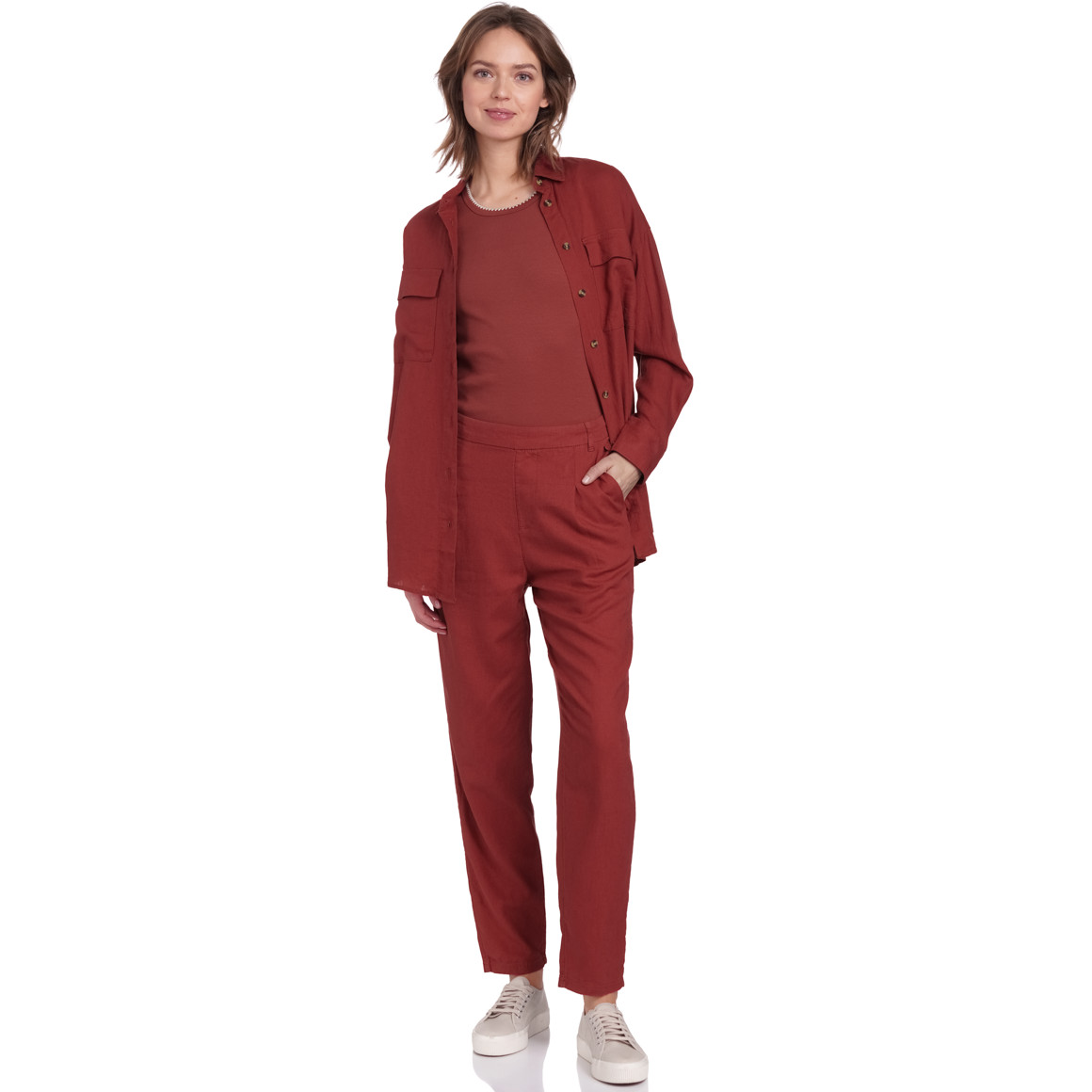 Gina Collection Damen Top mit Rippstruktur bordeaux