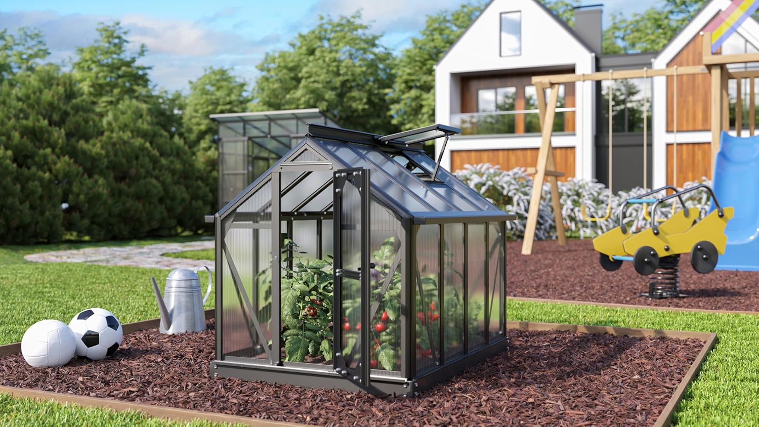 Vitavia Minigewächshaus Merlin, schwarz, HKP ca. 4mm | Wetterfestes & stabiles Treibhaus | Perfekt für Gemüse & Pflanzen | Robust & langlebig