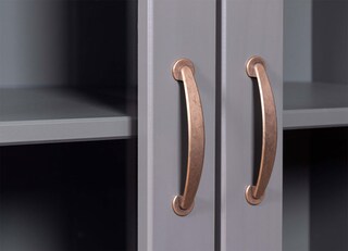 Vitrine Niclas Massivholz grau/braun 90x190x38,4 cm