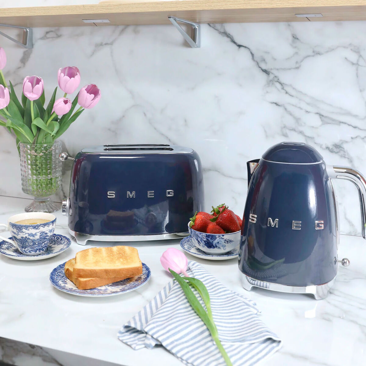 Smeg Kaffetrakter, brødrister og vannkoker, navy blue