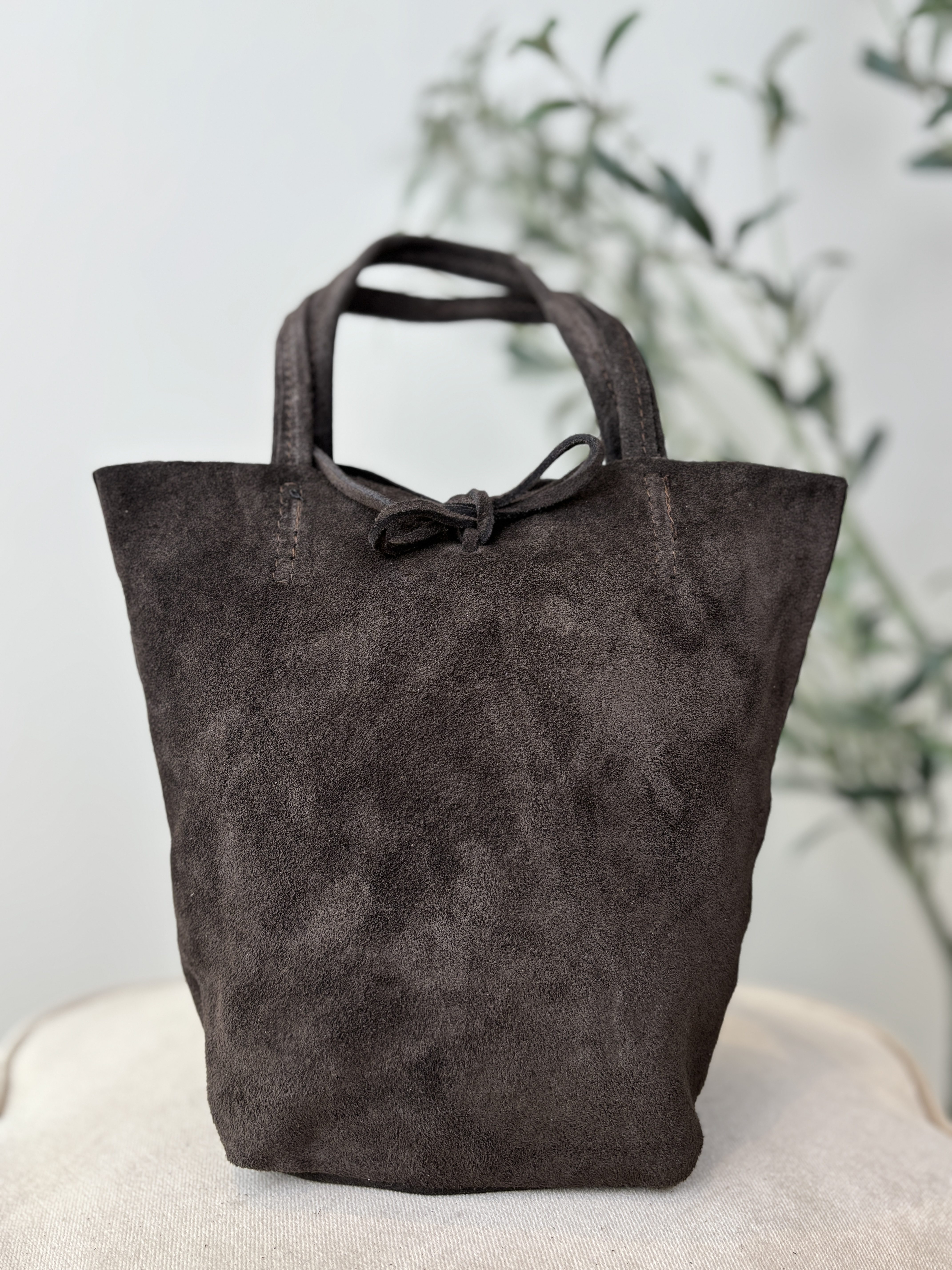 Mini Shopper - Suede Donker Bruin