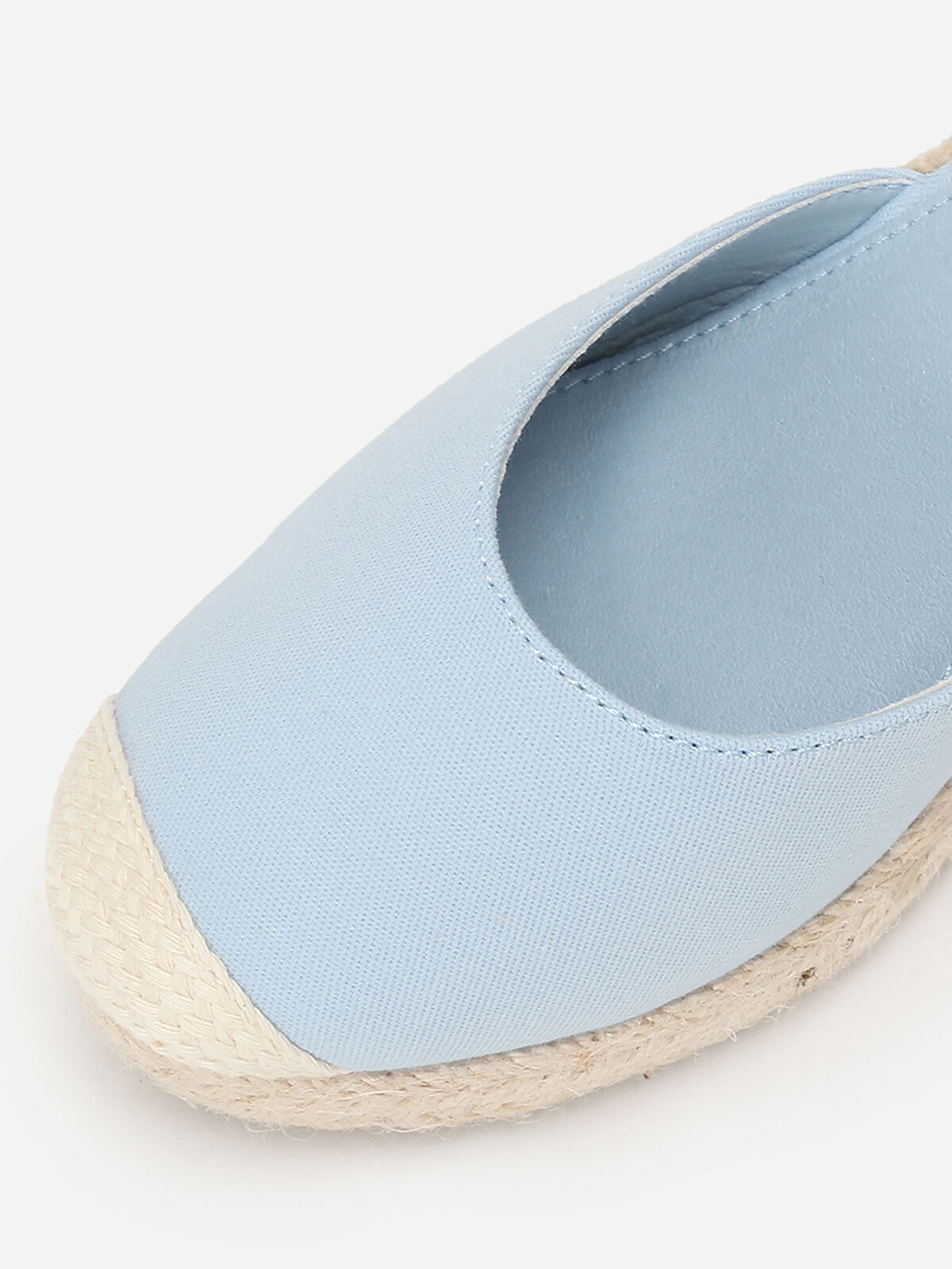 Espadrilles compensées avec ruban à nouer- Bleu