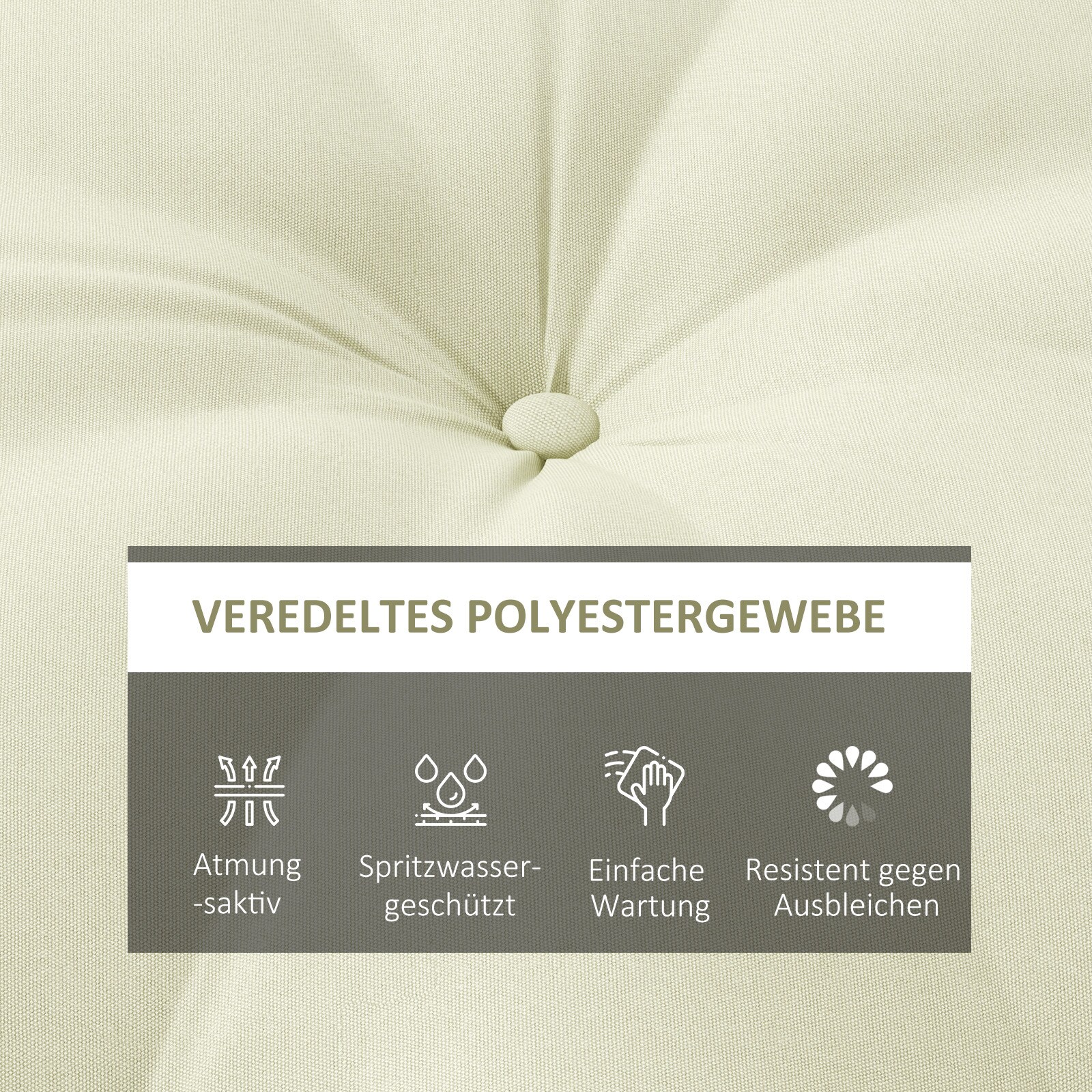 Outsunny Sitzkissen mit 10 cm dicker Polsterung beige Ø80 x 10H cm