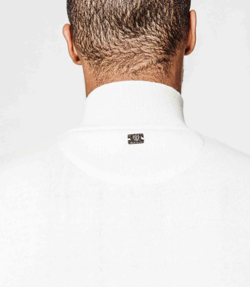 Pull col zippé écru