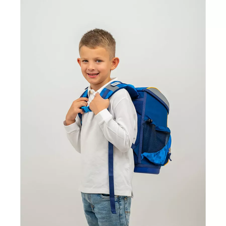 Belmil Schulranzen Mini Fit Schulranzen Set 5-teilig mit Brustgurt Bulldozer