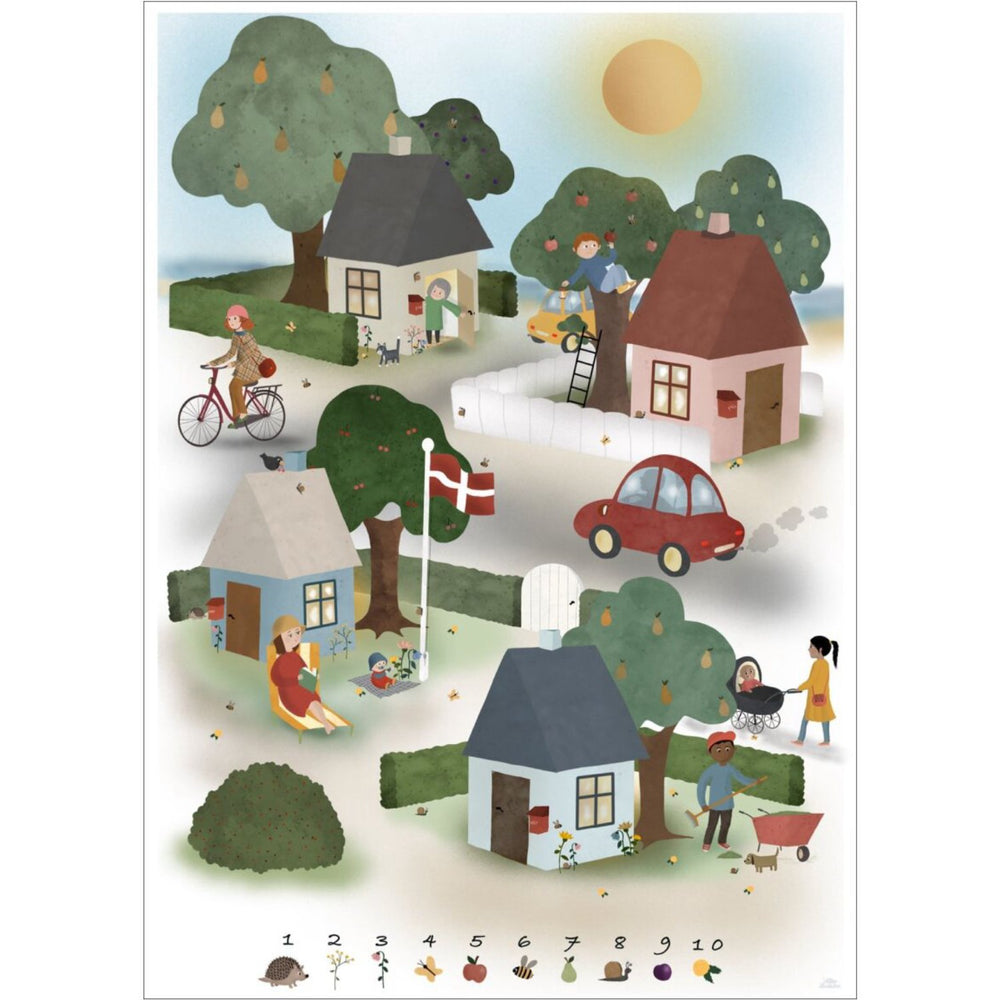 Køb Poster & Frame Willero Illustration - Lille By