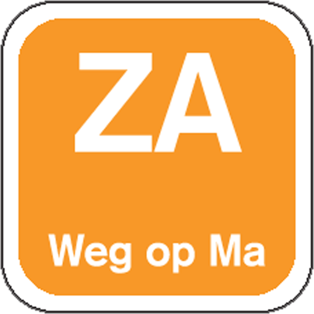 Label, ZA weg op, papier, afwasbaar, 19x19mm, oranje