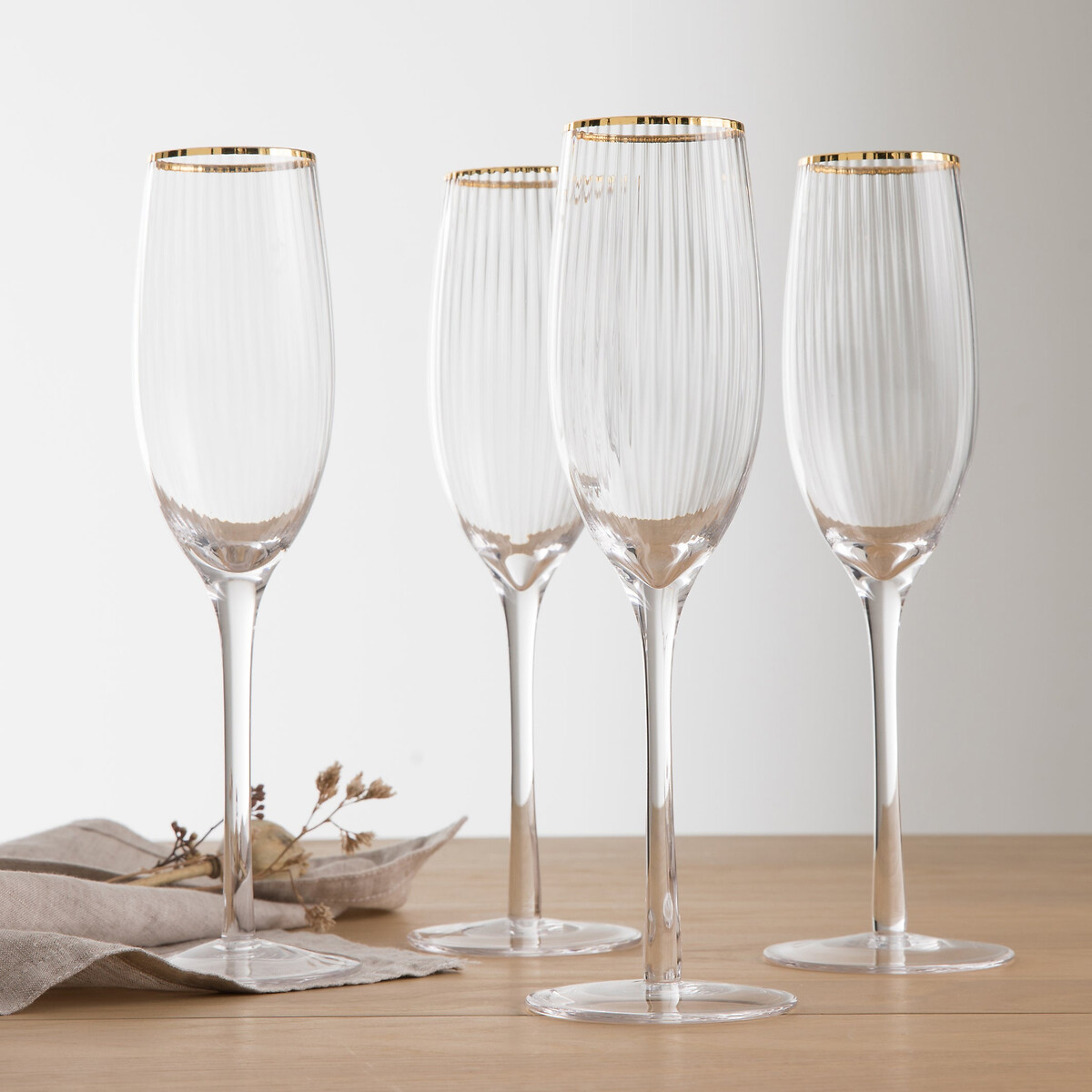 LA REDOUTE INTERIEURS<br>Conjunto de 4 taças de champanhe, Lurik