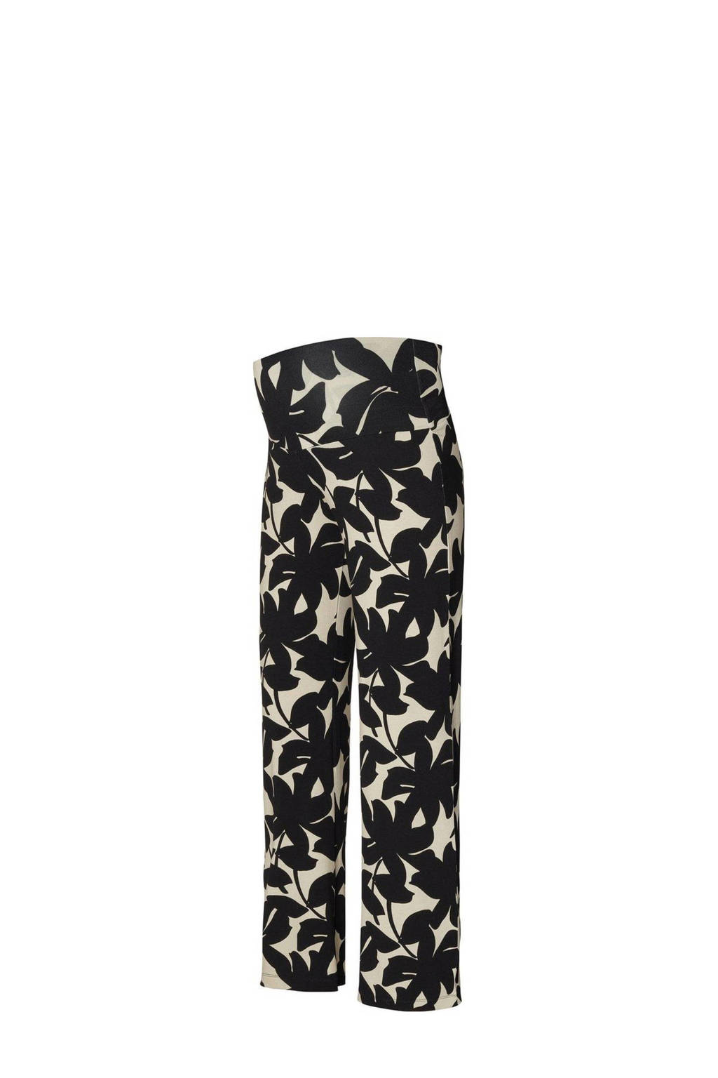 Noppies gebloemde regular fit broek India zwart/wit