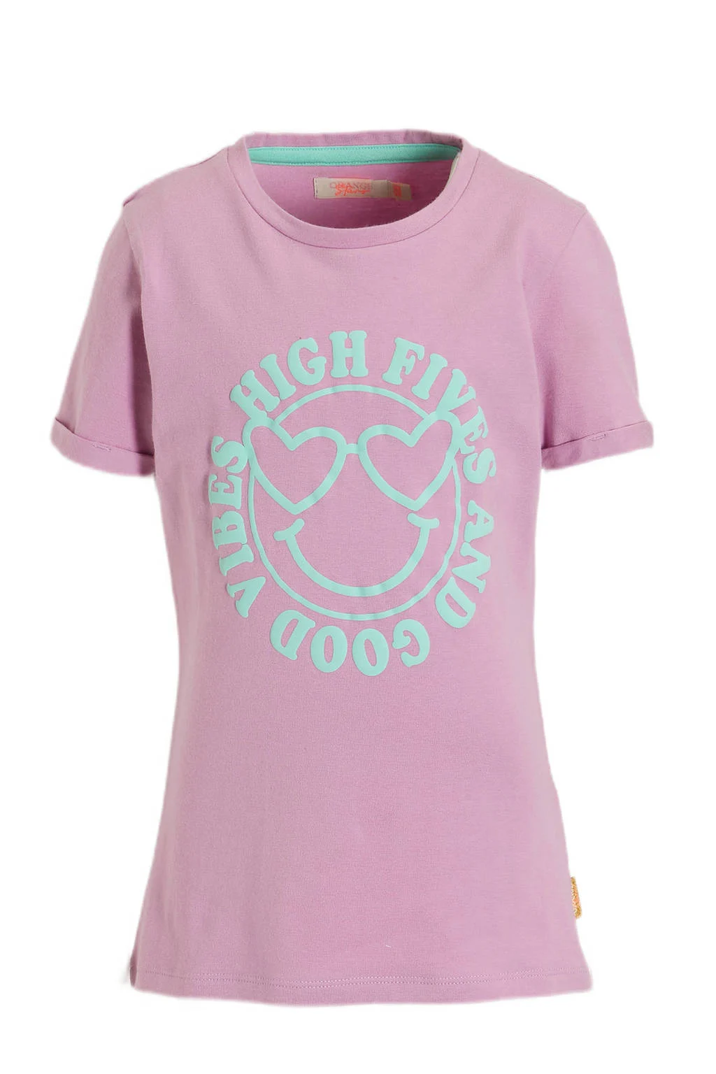Orange Stars T-shirt Paulette met tekstopdruk lichtroze