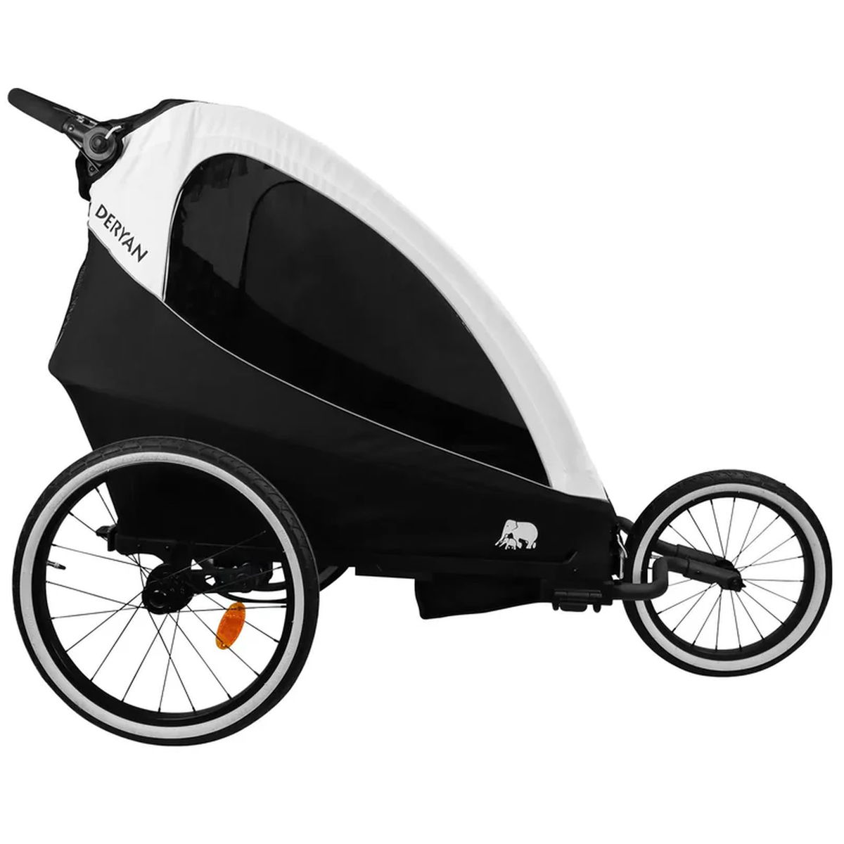 DERYANDERYAN   3in1 Fahrradanhänger für 2 Kinder weiss