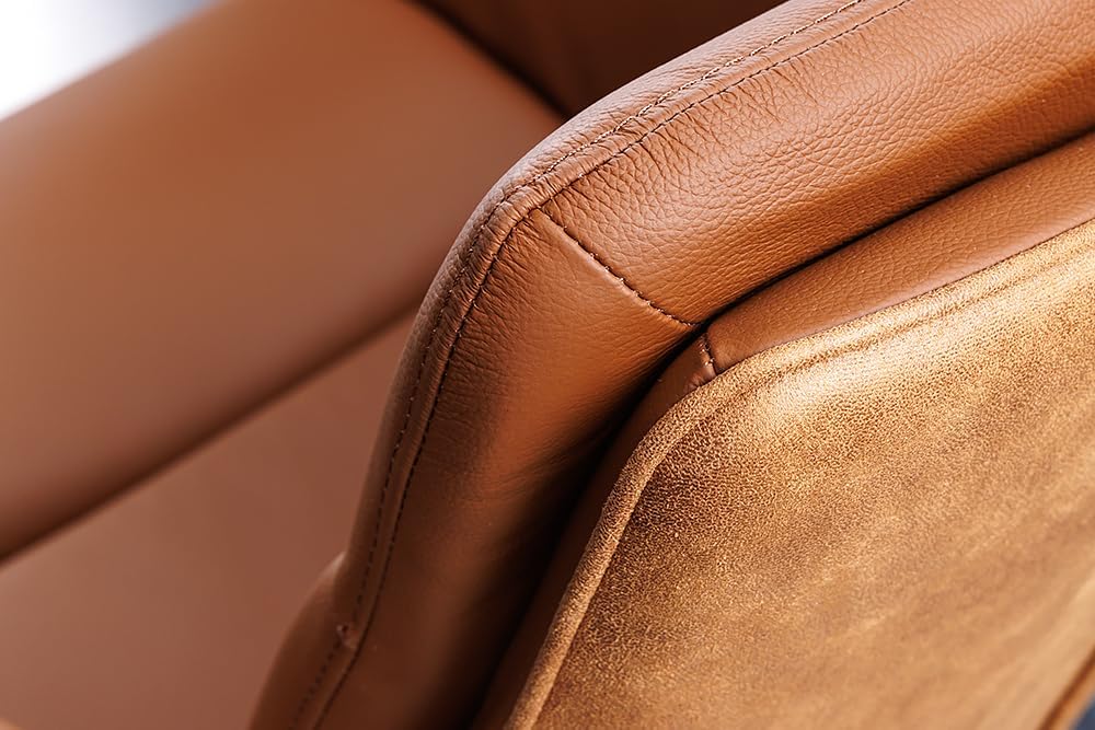 Riess Ambiente Drehbarer Design Stuhl Big George Cognac Leder Microfaser Armlehnen Retro Esszimmerstuhl Küchenstuhl Armlehnenstuhl