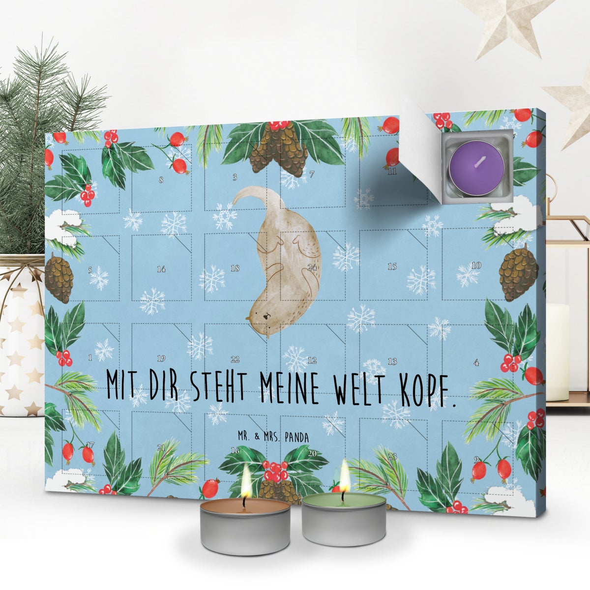 Mr. & Mrs. Panda Geurkaars Adventskalender Otter Upside Down - Pastelblauw
