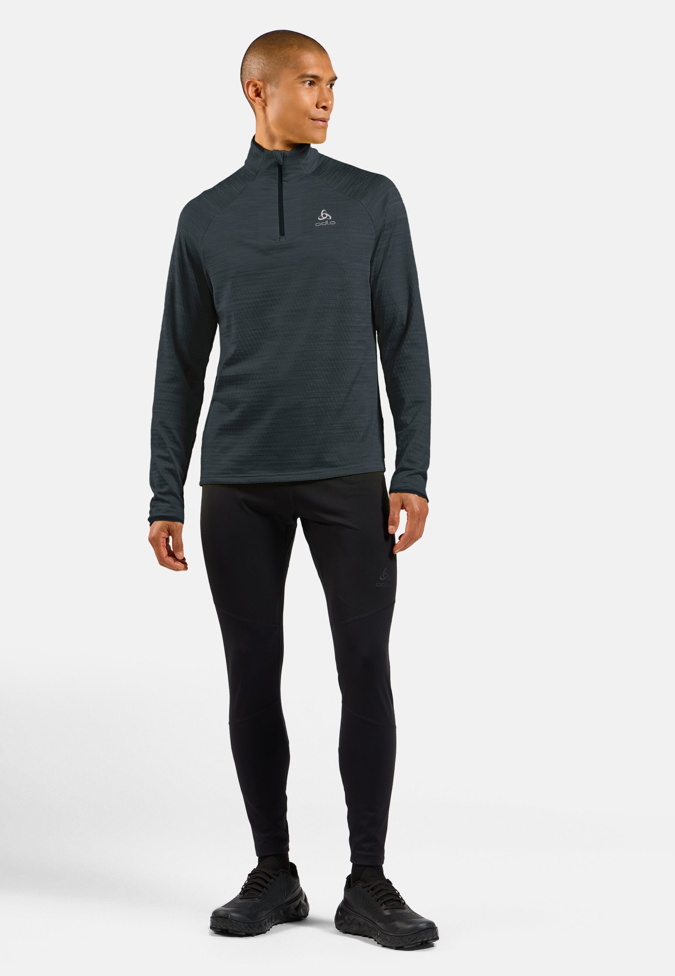 Herren Run Easy Mid Layer Oberteil in black melange