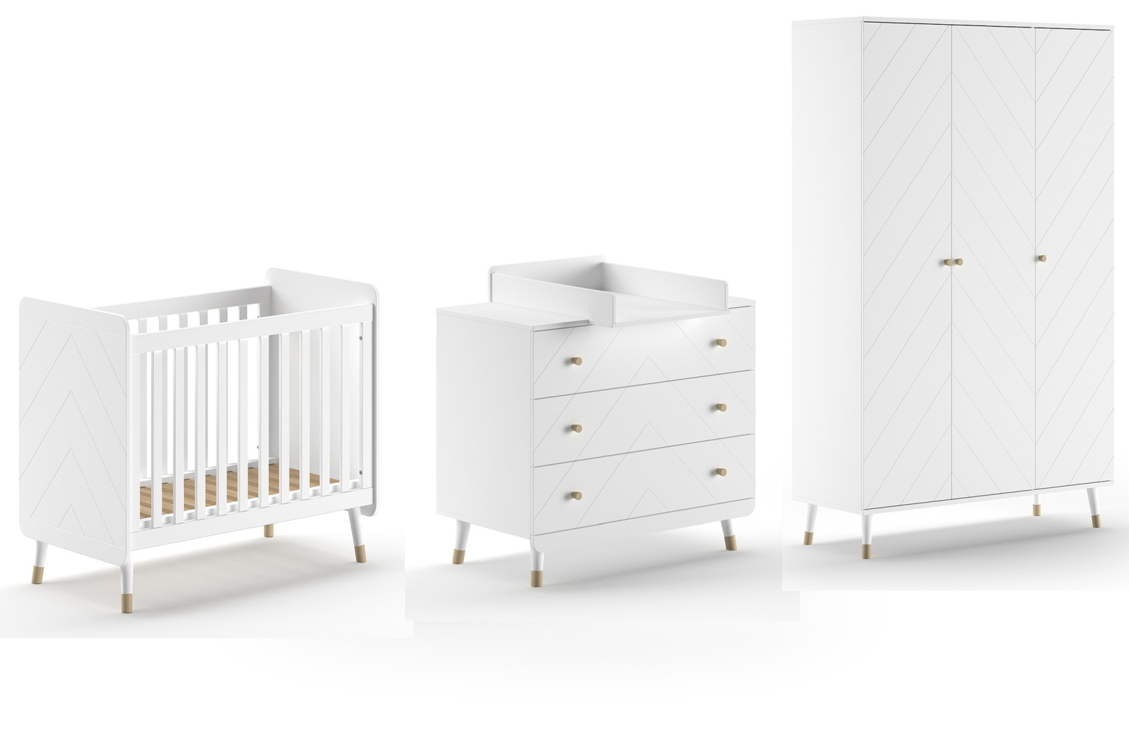4-teiliges Babyzimmer-Set BILLY - weiß satin