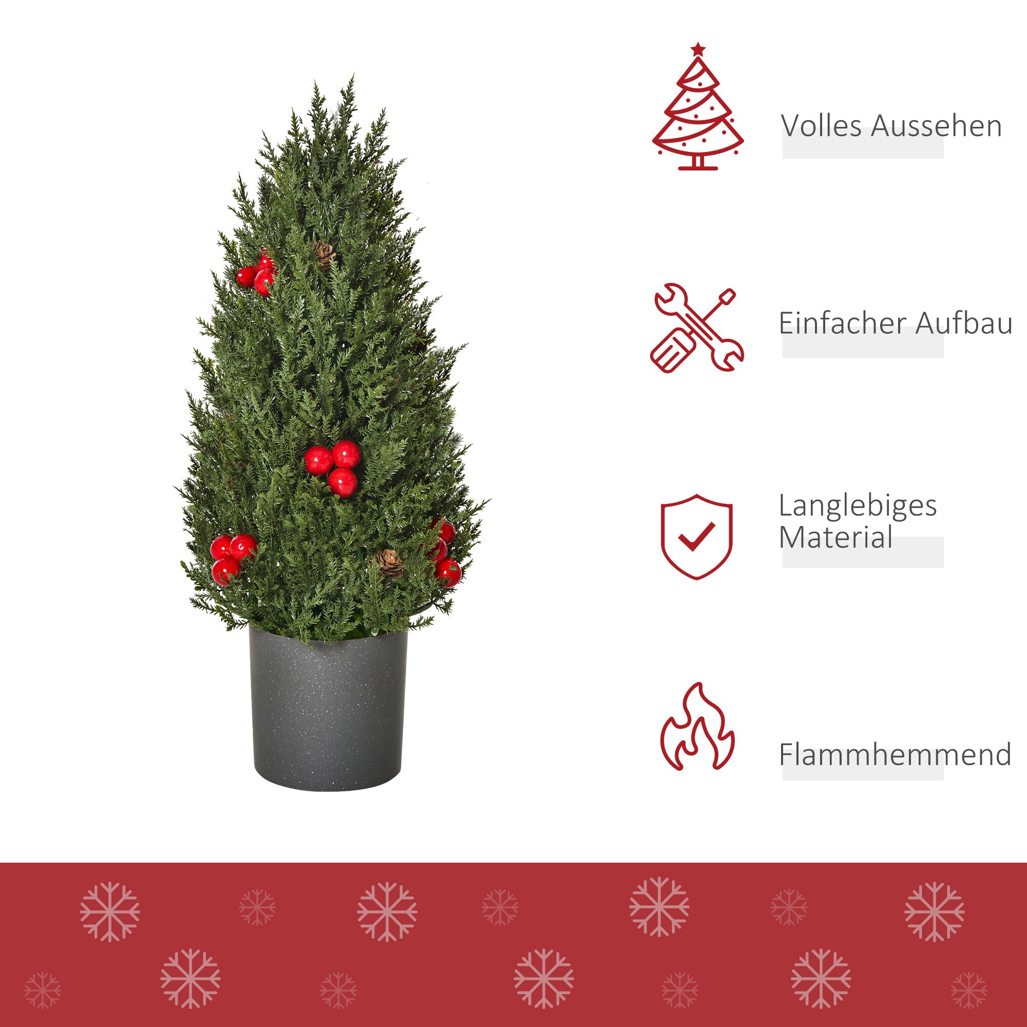 HOMCOM Künstlicher Weihnachtsbaum für den Tisch grün Ø27 x 47H cm