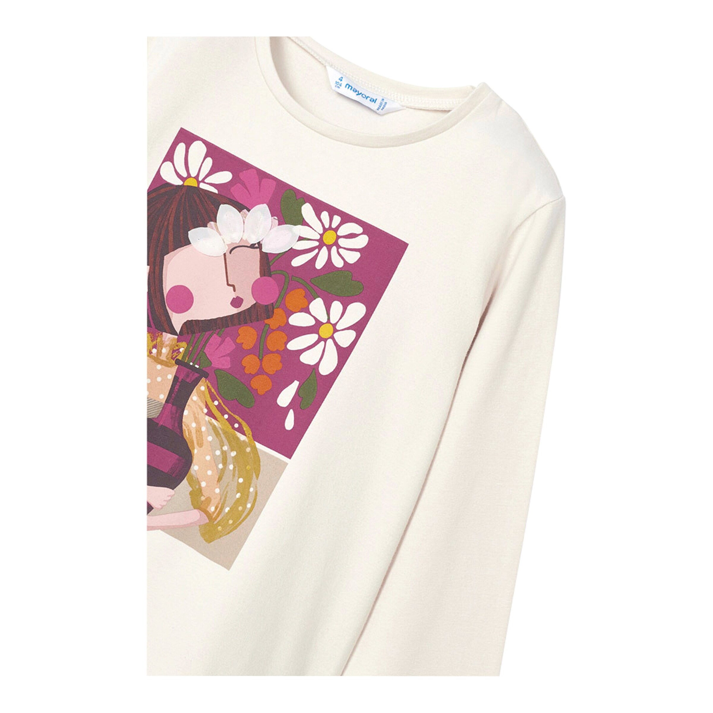 Mayoral Shirt langarm Mädchen Blumen natur/bunt