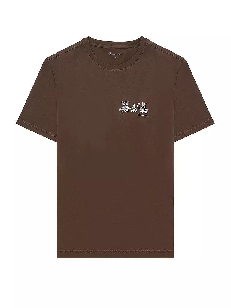 KNOWLEDGE COTTON APPAREL T-Shirt OWLS CHEST braun