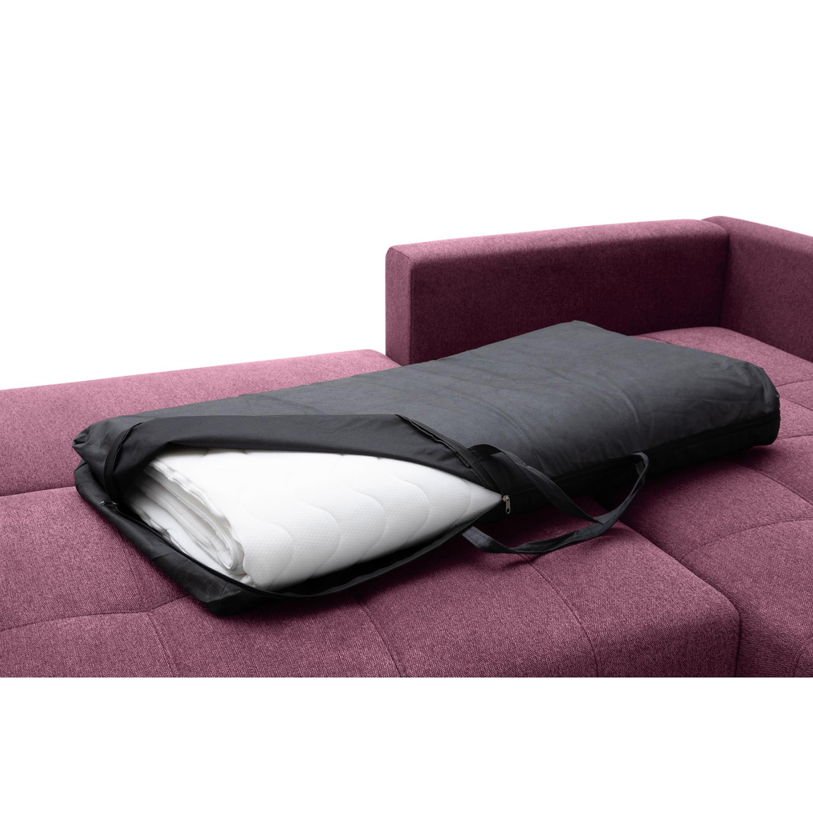Ecksofa - burgundy - Boxspringfederung - Liegefunktion - Holzfüße