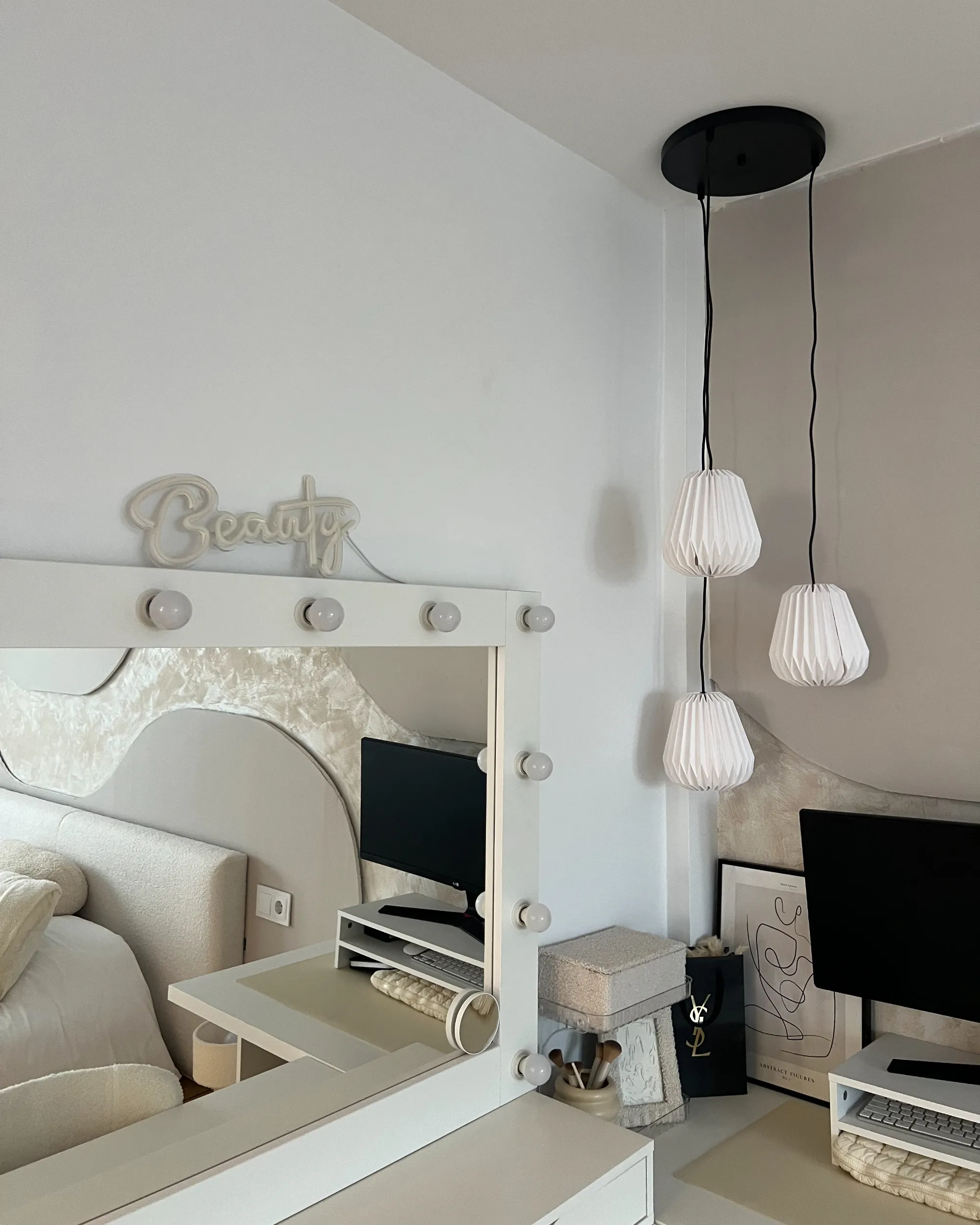 3-lichts hanglamp HONDE Papier Wit