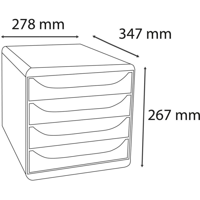 Module de classement Big Box 4 tiroirs Titane - Couleurs assorties