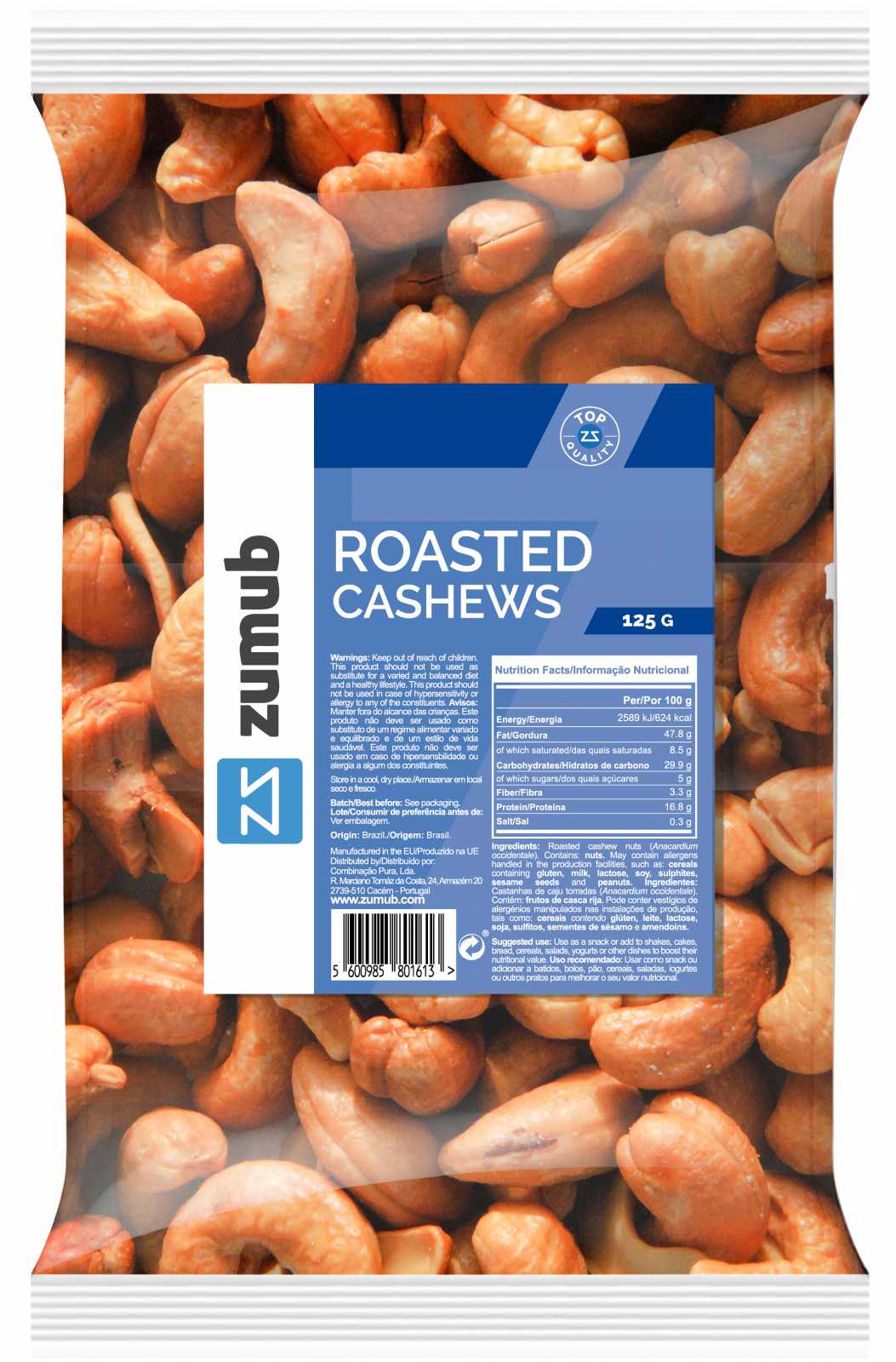 Castanhas de caju torradas Zumub Zumub 125g - Oportunidade