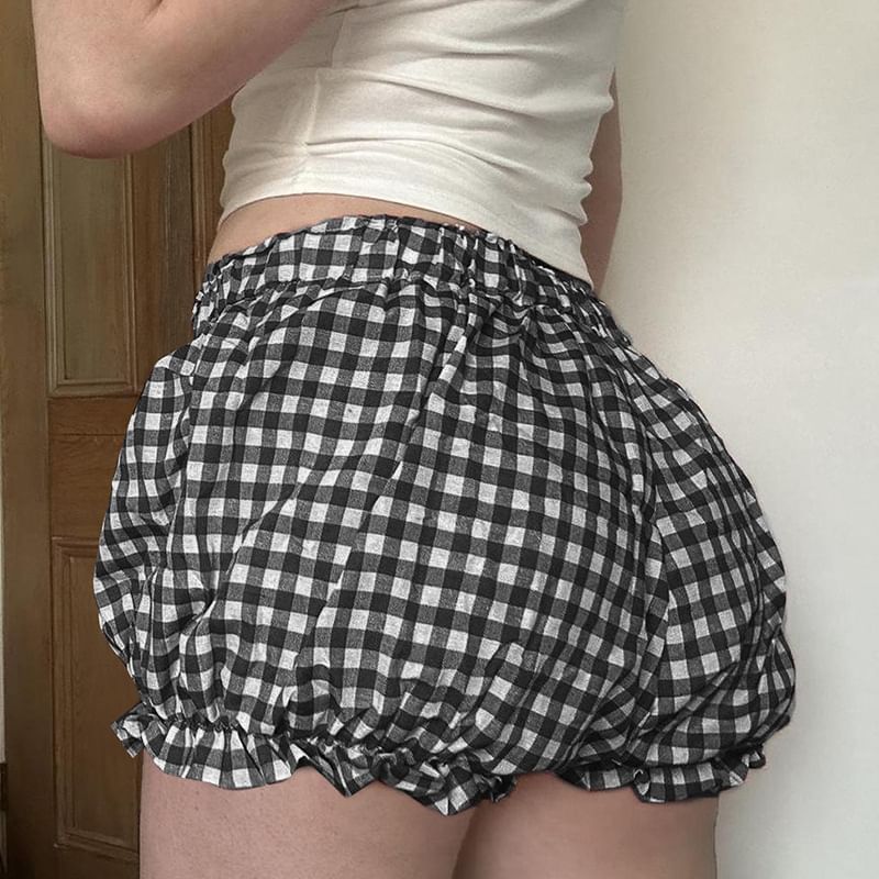 Trisica - Geruite ballonshorts met elastische taille