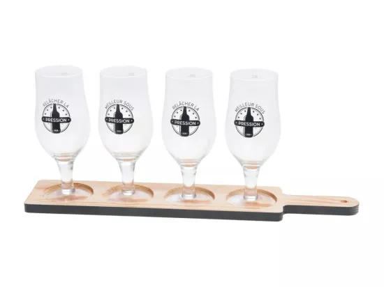 Planche à bière 4 verres pression
