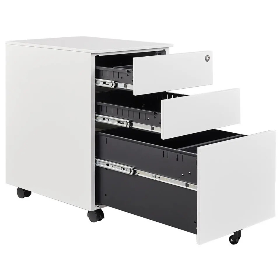 Afsluitbaar ladeblok / bureaukast 39x60 cm - 3 lades - Wit
