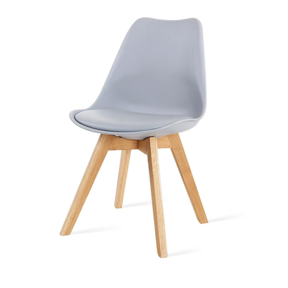 Eetkamerstoel Madera lichtgrijs - natural onderstel