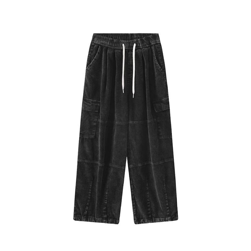 Vhancy - Corduroy cargobroek met lage taille en wijde pijpen