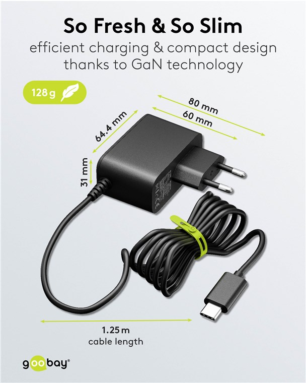 (27W) Raspberry Pi 5 USB C Ladegerät Netzteil inkl. USB C Ladekabel (74437) - Schwarz