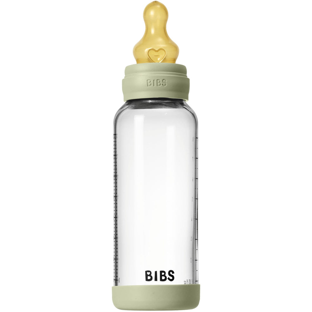 Køb Bibs Sage Glass Baby Flaske Round Latex Medium Flow