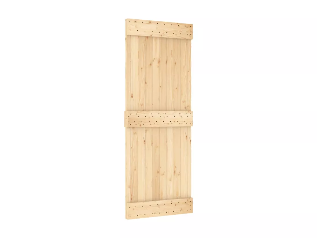 Porte coulissante et kit de quincaillerie 80x210 cm pin massif