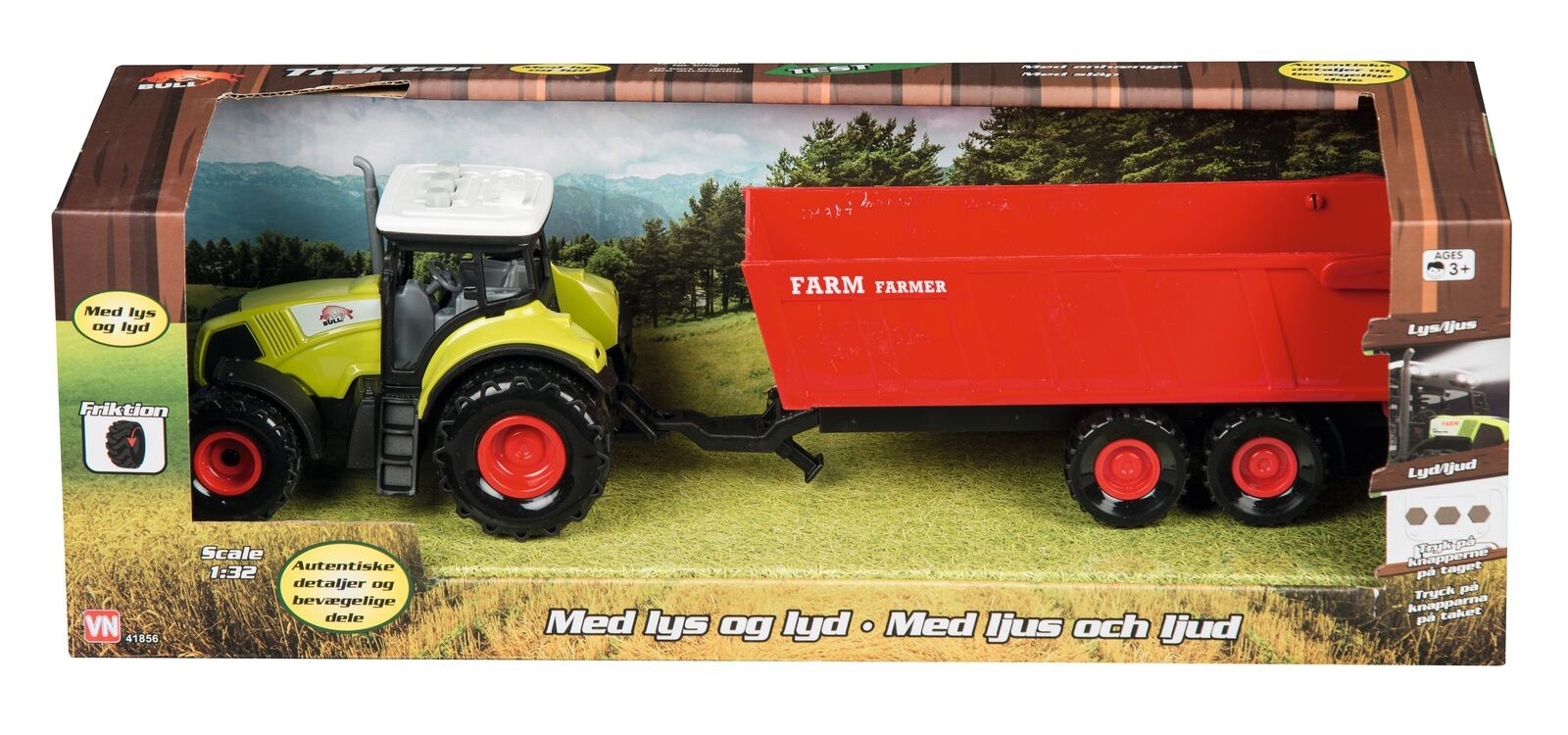 Bull - Tractor with large trailer 1:32, assorted (41856)