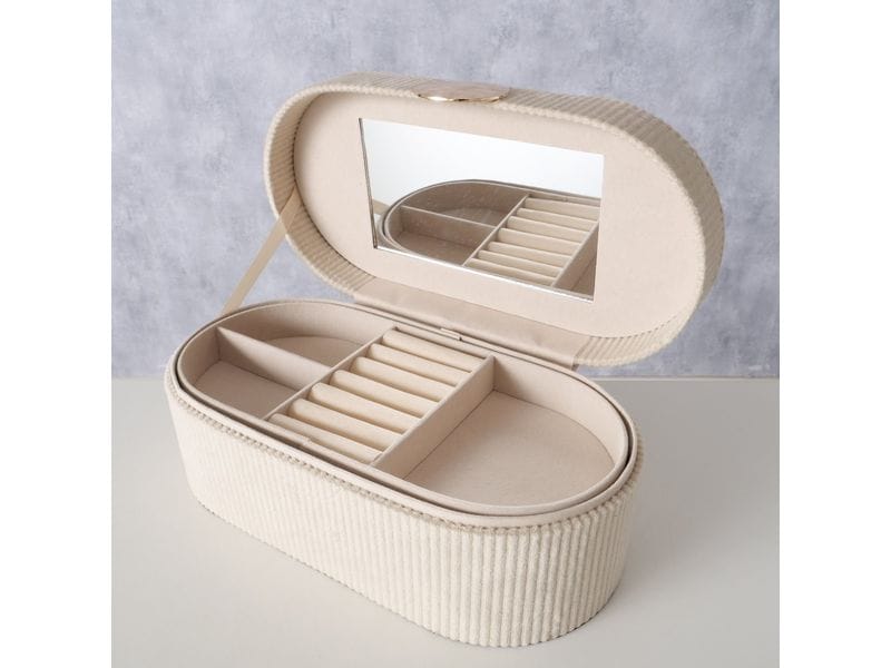 Boltze Schmuckhalter Caja 25.6 cm, Beige Schmuckkasten mit Deckel