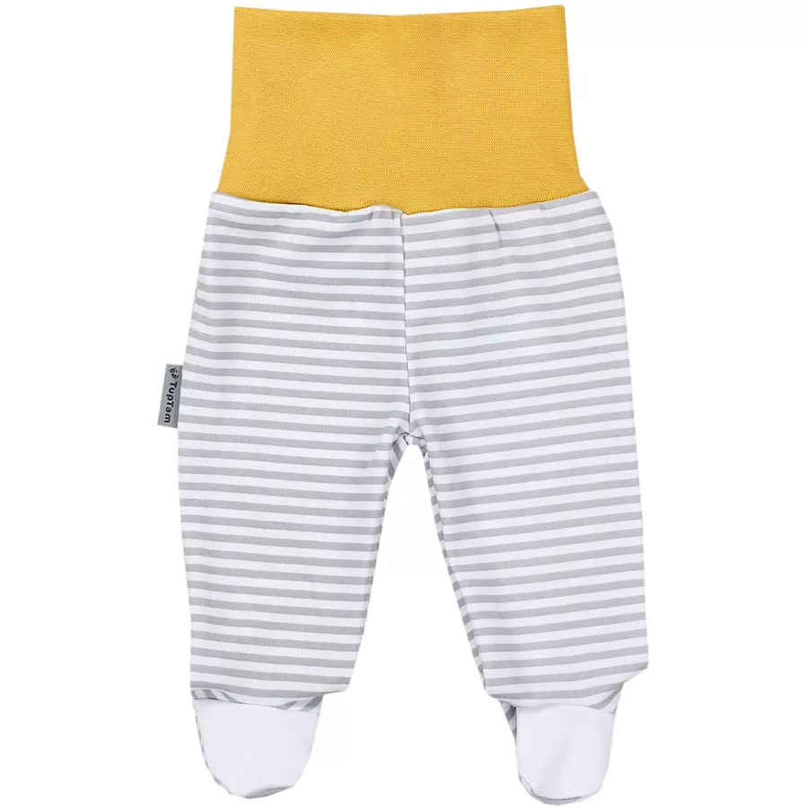 TupTam Baby Bekleidungsset Langarmbody Hose Mütze3 teilig graugelb