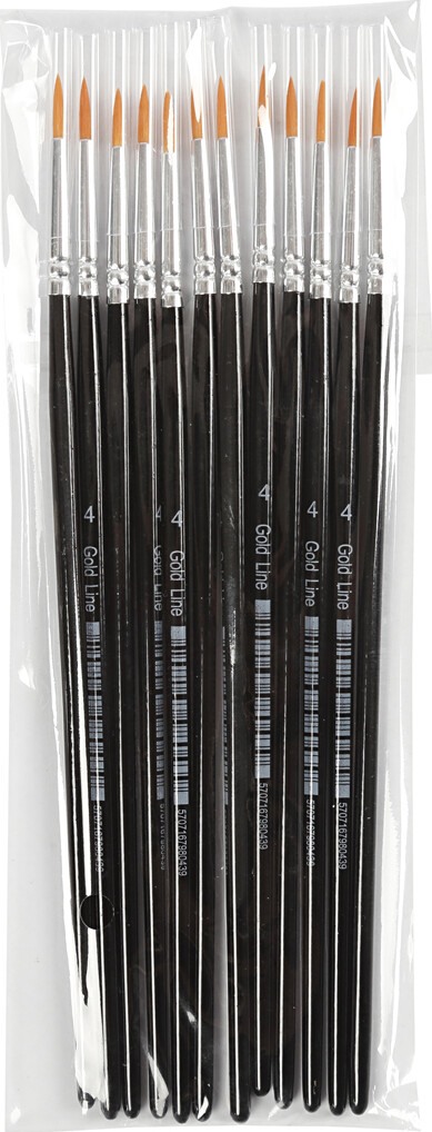 Gold Line Pensler - Nr. 4 - L 17 CM - B 3 MM - Rund - 12 Stk