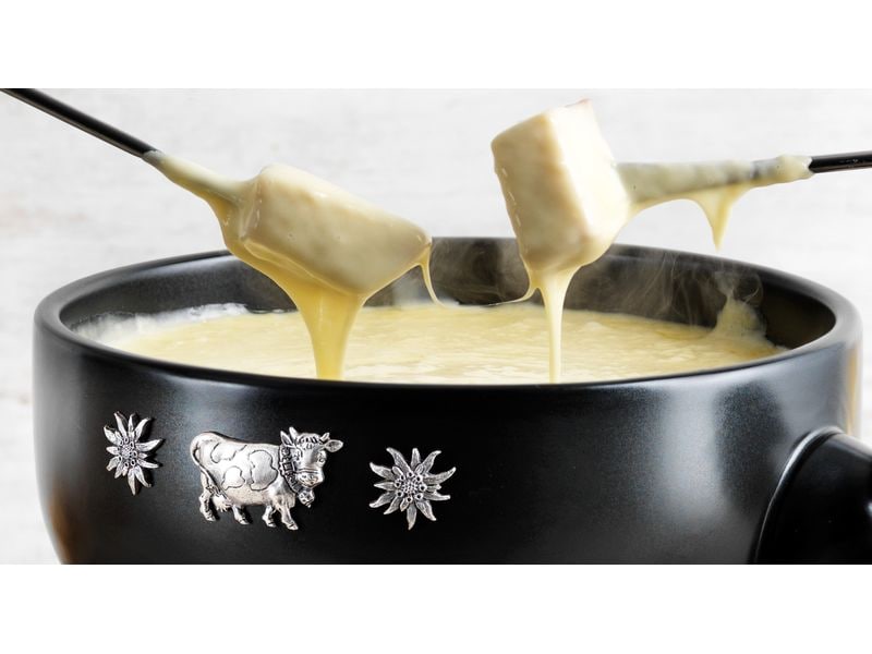 Kuhn Rikon Käsefondue-Set Induktion Alpina 8 Teile, Schwarz Käsefondue-Set für 4-6 Personen