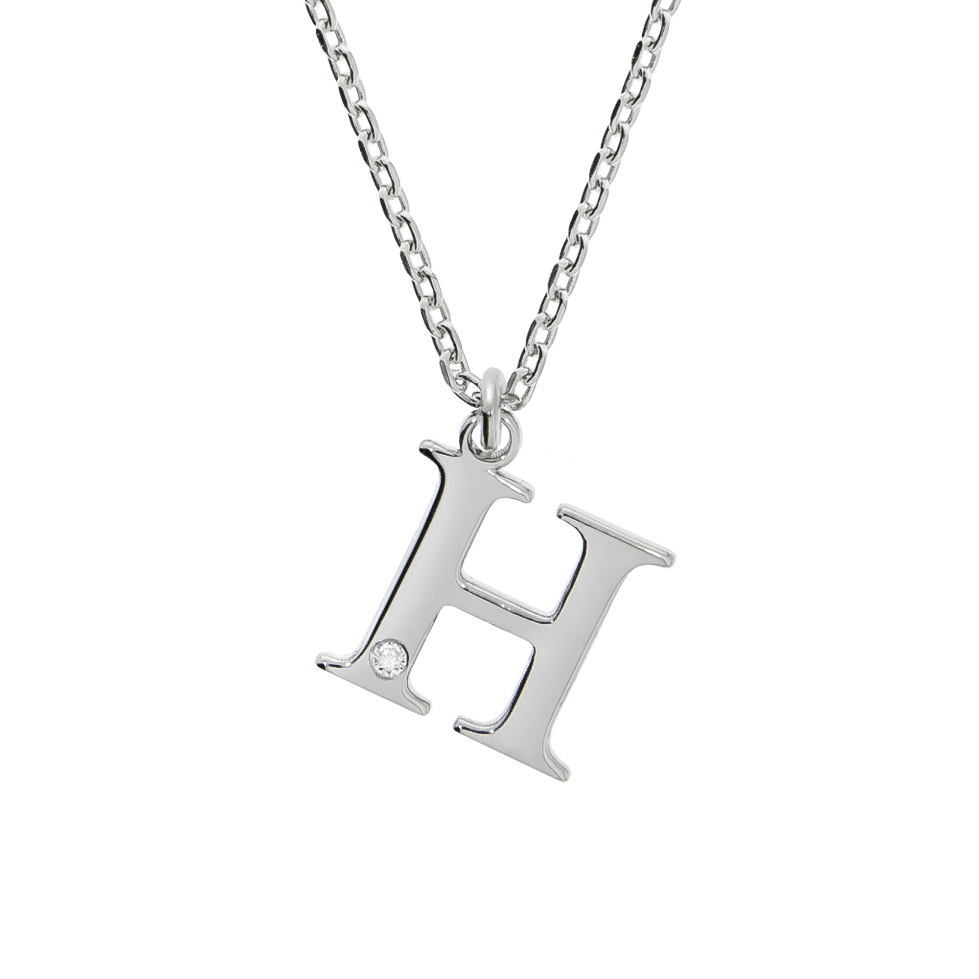 Diamonds by Ellen K. Halskette Silber 925 mit 1x Diamant 0,008ct. Buchstabe H