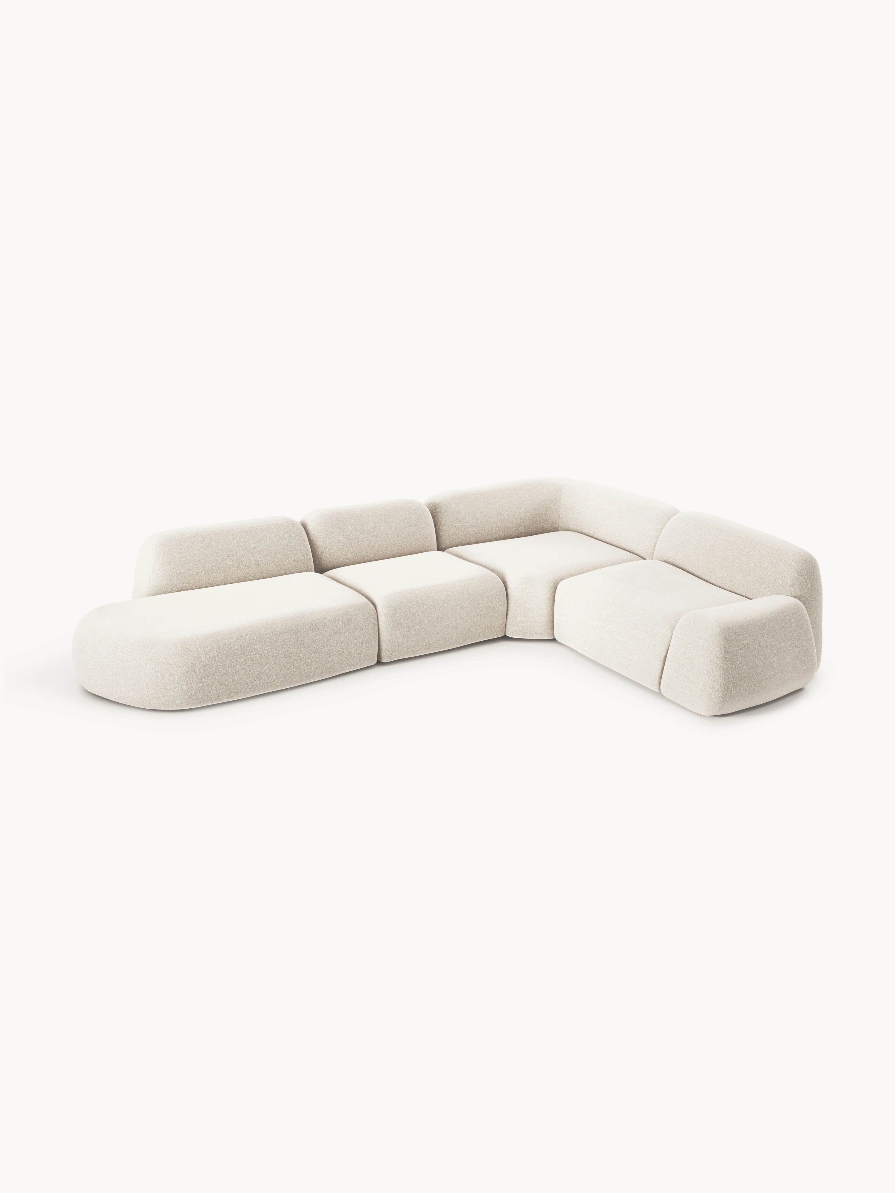 Modulaire bouclé XL hoekbank Wolke met chaise longue