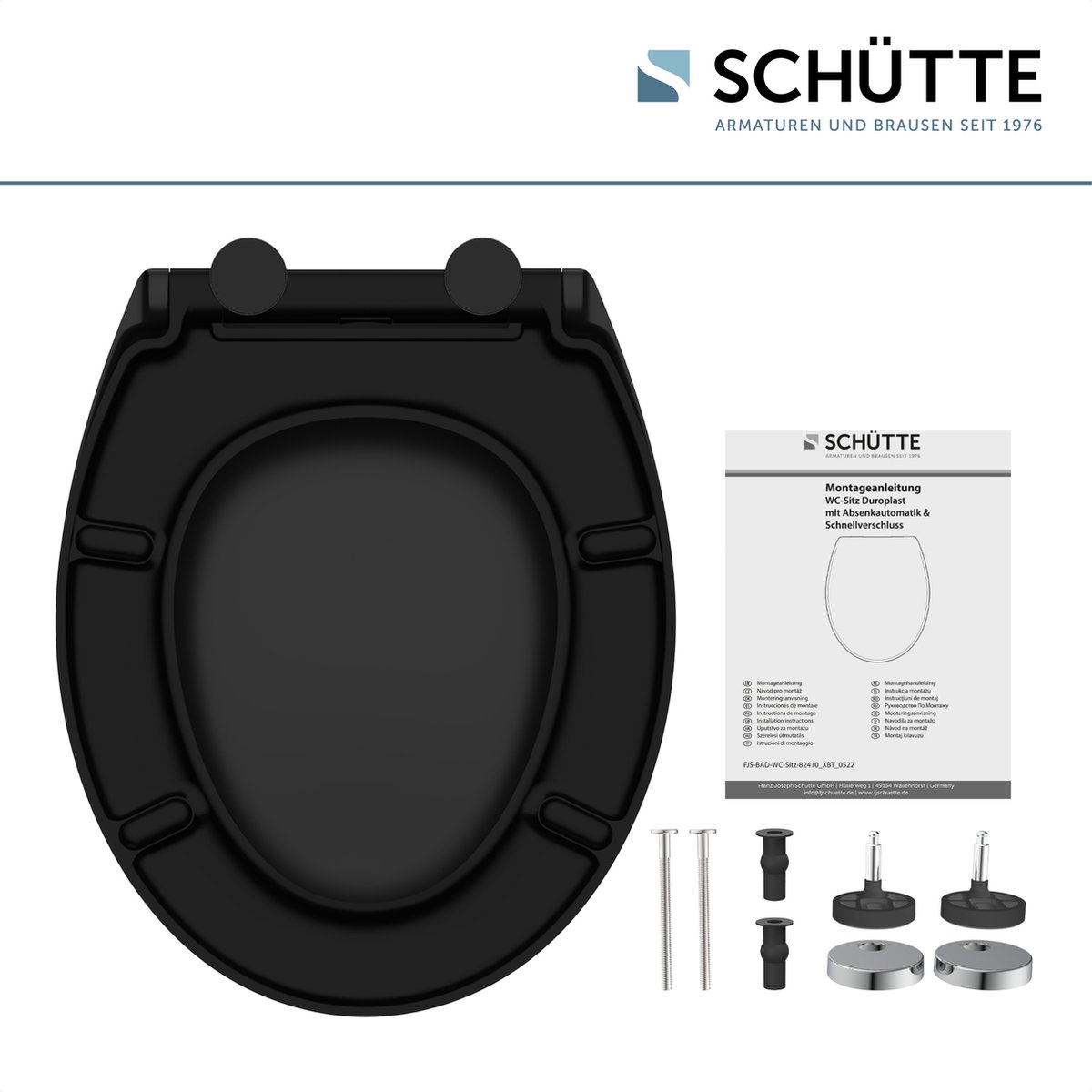 Schutte Nash toiletzitting duroplast D-vorm met softclose en quick release wit glans