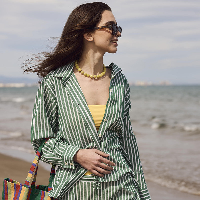 Pyjamaoberteil gestreift Green