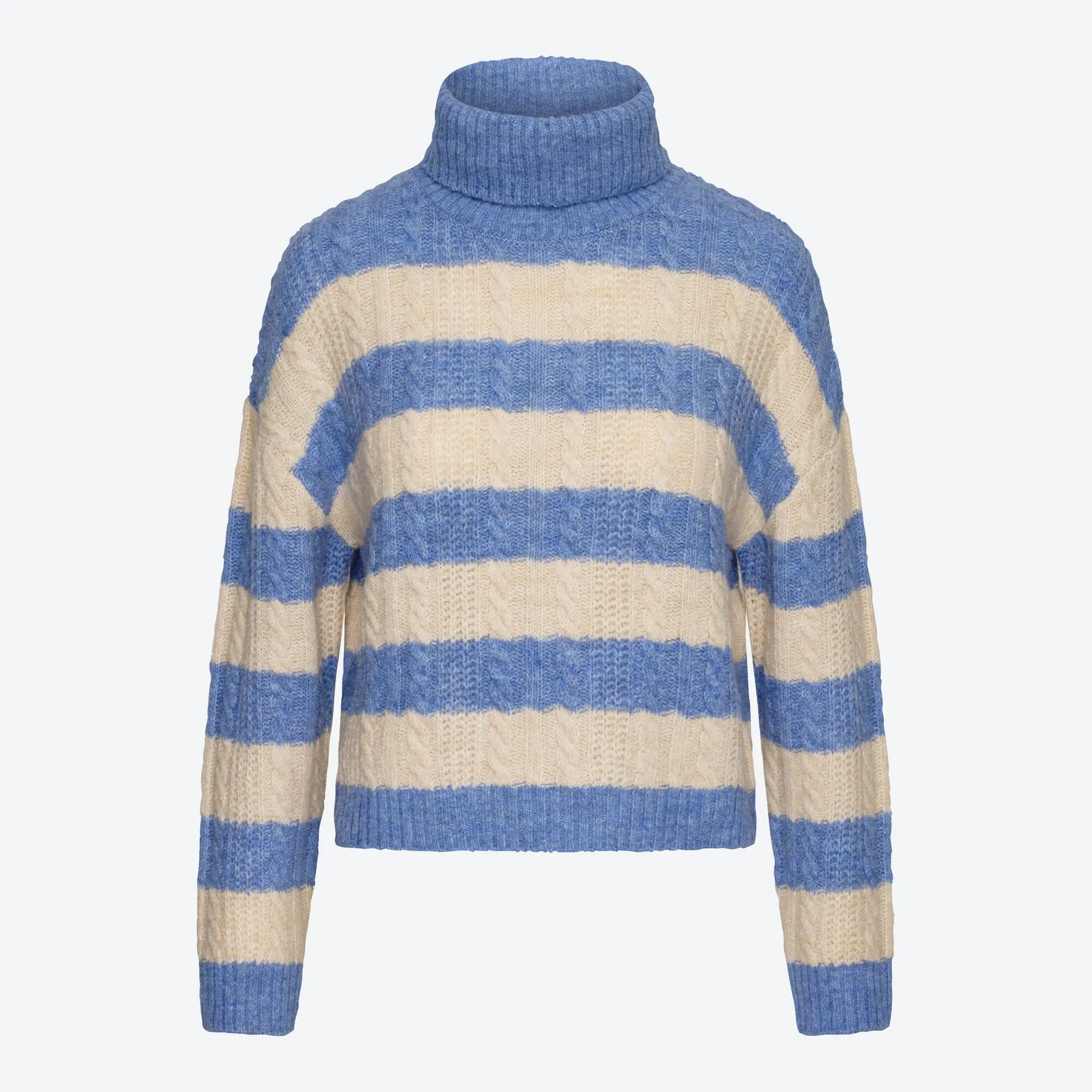 Damen-Pullover mit Rollkragen und Zopfmuster