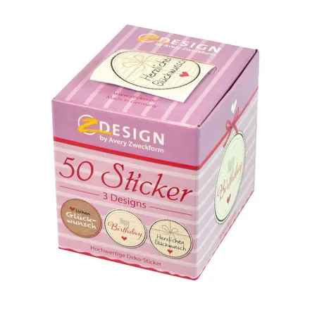 Avery Zweckform Z-Design 56813, Sticker auf Rolle, Herzen, 50 Aufkleber