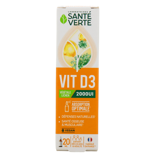 Santé Verte vitamine D végétale 2000 UI - Défenses immunitaires